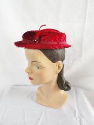 Clearance 1950 S Vintage Red Velvet Hat With Faux Jewels Etsy Velvet Hat Vintage Millinery Red Hat Club