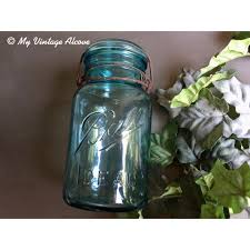 Blue Ideal Mason Jar With Glass Lid
