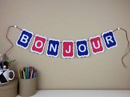 French Teacher Classroom Banner Bonjour Sign Gift By Paredpaper Classroom Banner French Classroom Decor French Language Lessons