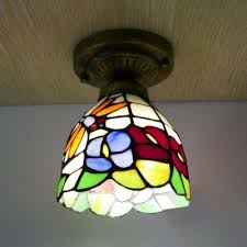 Wayfair.com has been visited by 1m+ users in the past month Multi Color Floral Ceiling Light 1 Bulb Tiffany Rustic Glass Flush Mount Light For Kitchen Beautifulhalo Com