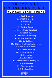 20 Types Of Online Businesses You Can Start Today In 2020 Online Business Marketing Solved Marketing Articles
