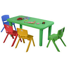 Kids Colorful Plastic Table And 4 Chairs Set Cool Furniture Plastic Tables Kids Table And Chairs