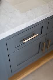 Grey Cabinet With Satin Brass Hardware Minimalist Kitchen Design Rustic Kitchen Design Home Remodeling