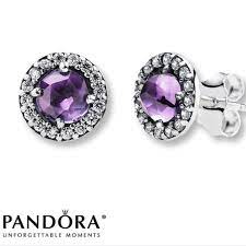 6pm score deals on fashion brands Pandora Jewelry Pandora Glamorous Legacy Amethyst Stud Earrings Poshmark