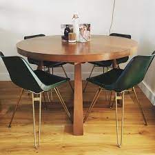 Matching dining chairs with linen upholstery. Belgrave 4 6 Seat Round Extending Dining Table Dark Stained Oak Made Com Dining Table Table Dining