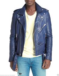 Slim Fit Lightweight Motorcycle Leather Jacket 100 New Genuine Blue Lambskin Blk Dnm Leather Jacket Leather Jacket Men Leather Jacket Outfit Men