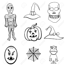 See more ideas about halloween monster, halloween, halloween pictures. Monochrome Set Von Halloween Monster Und Hute Schwarz Weiss Vektor Illustration Isoliert Auf Weiss Lizenzfrei Nutzbare Vektorgrafiken Clip Arts Illustrationen Image 62987494