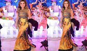 روجينا أنيقة وجريئة بفستان مزين بأوراق الشجر وبعيد عن المألوف formal dresses long formal dresses fashion