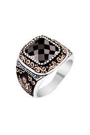 Erkek Gumus Yuzuk Oniks Tasli Kare Dizayn Fashion Ring Antika Yuzuk Gumus Yuzuk