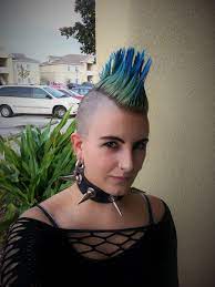 Blue Spiked Mohawk Punk Goth Female Mohawk Undercut Hairstyles Punk Goth