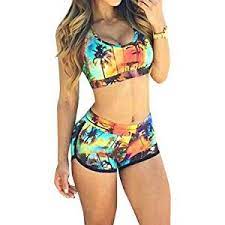Foryingni Women S 2 Piece Plus Size Floral Tankini Swimsuit With Bermuda Shorts Xl Multi At Amazon Women S Clothing Sto Swimwear Swimsuits Sporty Bathing Suits