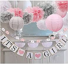 Explore diy baby shower favors, shower gifts, and more! Amazon Com Luckylibra Baby Girl Baby Shower Decorations It Is A Girl Banners And Paper Lantern Paper Flower Pom Poms Pink White Grey Home Kitchen