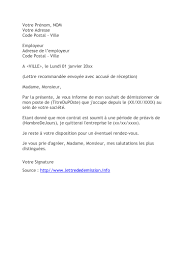 En cas de licenciement, la. Lettre De Demission Modele Classique Pour Cdi