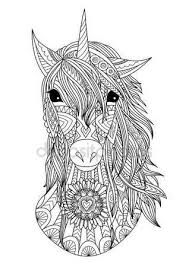 De motieven van de kleurende pagina's variëren van dieren tot landschappen en steden tot abstracte afbeeldingen van verschillende objecten. Image Result For Como Dibujar La Cabeza De Un Unicornio Paso A Paso Mandala Kleurplaten Mandala Tekeningen Zendoodle