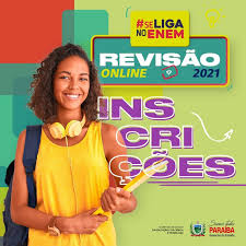 A inscrição enem 2021 dá direito a participação em diversos programas de estudos que também são criados pelo governo federal. Se Liga No Enem Revisao Online 2021 Abre Inscricoes Para Estudantes E Egressos Da Rede Estadual Governo Da Paraiba