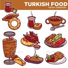 Turkish Food Cuisine Dishes Vector Icons Turkish Recipes Turkish Turkish Kebab