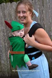 Peter Pan And Wendy Babywearing Halloween Costumes Woodstock Halloween Costu Baby Carrier Halloween Costume Cool Halloween Costumes Family Halloween Costumes