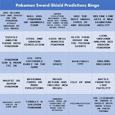 oc pokemon sword shield prediction bingo chart pokemon