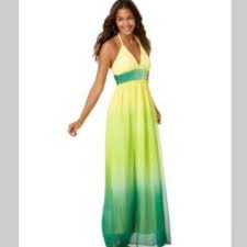 Yellow And Green Ombre Maxi Dresses Sheer Maxi Dress Fashion