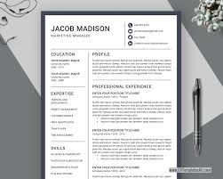 Professional Cv Template For Microsoft Word Cover Letter Modern Curriculum Vitae Creative Resume Design Teacher Resume 1 Page 2 Page 3 Page Resume Instant Download Cvtemplatesau Com
