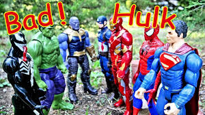 Bad Hulk Vs Superman Iron Man Captain America Spiderman Thanos Venom Superhero Battle Youtube