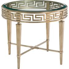 Maybe you would like to learn more about one of these? Lexington 706 951 Aston Round Lamp Table W Greek Key Trim Glass Insert On Gold Leaf Metal Base