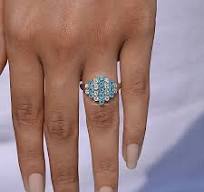 Round Cut Paraiba Gemstone Cluster Engagement Ring