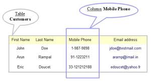 This Diagram Illustrates What A Column Is In A Database Table Sql Tutorial Sql Commands Phone Table
