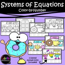 Coloring pages for learning numbers and colors for preschool and kindergarten. Solving Systems By Substitution Color By Number Worksheets Teaching Resources Tpt