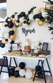 18th Birthday Black And Gold 50th Birthday Party Decorations Tropical Party Ideas Love The Black Gold And White Blends So Perfect With The Tropical Classic Wild One Birthday Party 18th Birthday Party Boy Birthday Parties