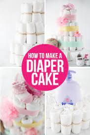 Start by rolling each diaper from the outside inward creating a small roll and securing each diaper roll using an elastic band. How To Make A Diaper Cake In 3 Super Simple Steps Play Party Plan