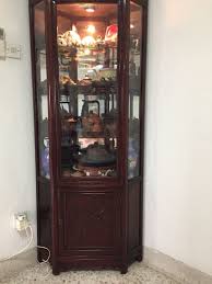 Edwardian rosewood display cabinet rosewood veneer over mahogany, glass door display cabinet, decorated with carved s. Rosewood Display Cabinet Furniture Home Living Furniture Shelves Cabinets Racks On Carousell