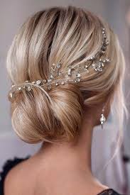 45 Wedding Hairstyles For Medium Hair Lovehairstyles Com Crystal Hair Vine Hair Vine Wedding Blonde Wedding Hair