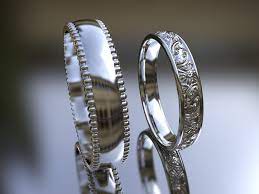 Art Deco Wedding Ring Set Couple Wedding Rings Made Of Etsy Couple Wedding Rings Art Deco Wedding Rings Wedding Ring Images