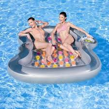 Neu Riesige Luftmatratze Double Lounge 220m X 185m Schwimminsel Wasserspielzeug Liege Baden Wasserequipment Pool Swimming Pool Aufblasbare Poolspielzeuge
