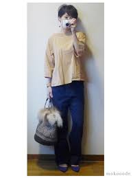 gapワイドパンツでベージュとネイビーの秋色コーデ 9月4日 コーデ パンツ 顔 診断