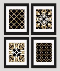 Wall art prints, set of 10 prints, 10 art prints set, minimalist prints, black and white, artfilesvicky. Black White Gold Art Black Gold Wall Art Set Of 4 By Inkandnectar 45 00 Gold Wall Decor Gold Wall Art Black Gold Bedroom