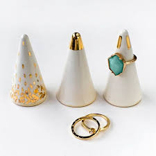 White And Gold Ring Cone 34 Ceramic Jewelry Ceramic Rings Ring Holder
