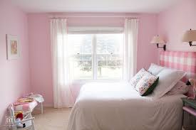 Love This Little Girls Shared Bedroom Such A Pretty Light Pink Wall Color Benjamin Moore Romanti Shared Girls Room Pink Bedroom For Girls Shared Girls Bedroom