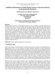 Setelah kamu memahami struktur essay dan mengetahui. Pdf Usability Assessment Of Web Digital Library A Survey Among Undergraduate Students