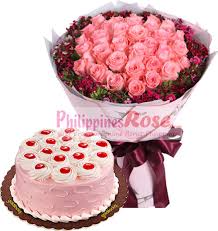 You have a picture of 4 different flavors. 12 Pink Rose Bouquet With Classic Mocha Chiffon Cake By Goldilocks To Philippines