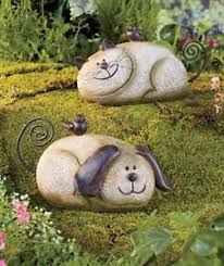 Cat Or Dog Stone Garden Friend Statue Yard Lawn Porch Patio Deck Home Decor Garden Stones Pebble Art Yard Art