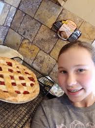 Kids sharing cherry pie recipe