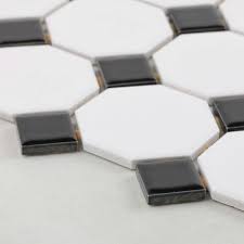 Black And White Mosaic Tile Kitchen Floor Mosaic Tiles Sheet Black White Octagon Glazed Porcelain Tile White Ceramic Tiles Porcelain Mosaic Tile White Porcelain Tile