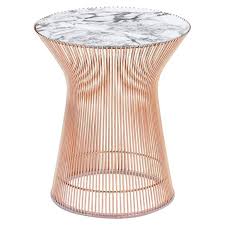 Stiletto toughened white glass and rose gold side table. Platner Side Table Polished Arabescato Top And Rose Gold Base For Sale At 1stdibs