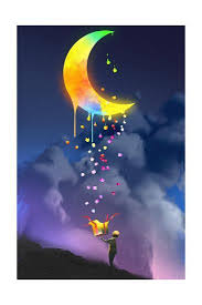 You will definitely choose from a huge number of pictures that option that will suit you exactly! The Kid Opening A Fantasy Box And Looking Up A Magic Gift Colorful Melting Moon Illustration Painti Art Print Tithi Luadthong Art Com