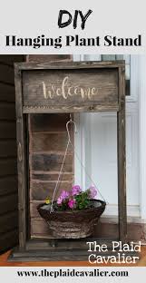 Free Diy Tutorial To Build A Wooden Hanging Plant Stand Diy Plant Stand Diy Plant Hanger Hanging Basket Stand