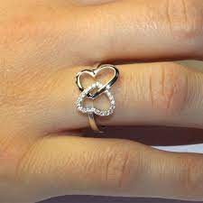 2 Interlocked Hearts Promise Ring Beautiful Promise Rings Unique Promise Rings Heart Shaped Wedding Rings Antique Rings Vintage