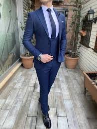 Terziademaltun Italyan Stil Slim Fit Ceket Yelek Pantolon Mavi Takim Elbise T3233 New Mens Fashion Trends Mens Fashion Suits Suit Fashion