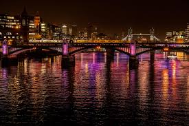 wallpaper night city, city, bridge, lights, reflection, water HD :  Widescreen : High Definition : Fullscreen